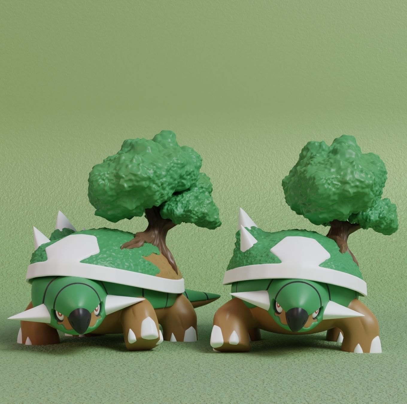 Pokemon - Turwig Grotle and Torterra with 2 poses 3D print model_11