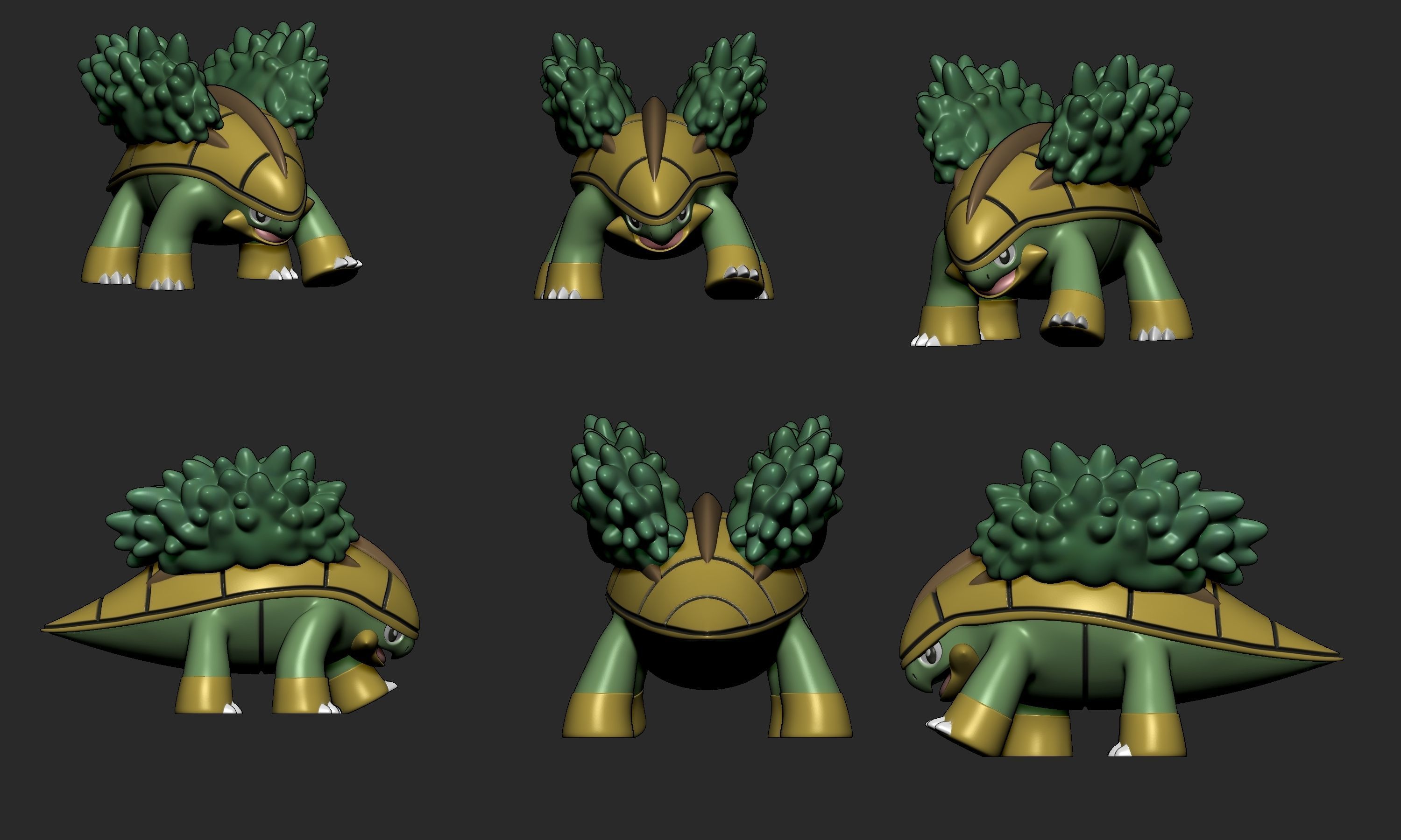 Pokemon - Turwig Grotle and Torterra with 2 poses 3D print model_9