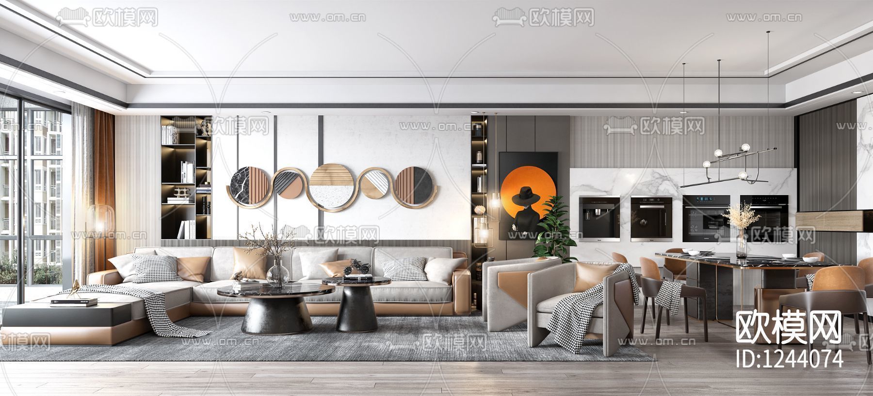 contemporary living room scene 3D model_2