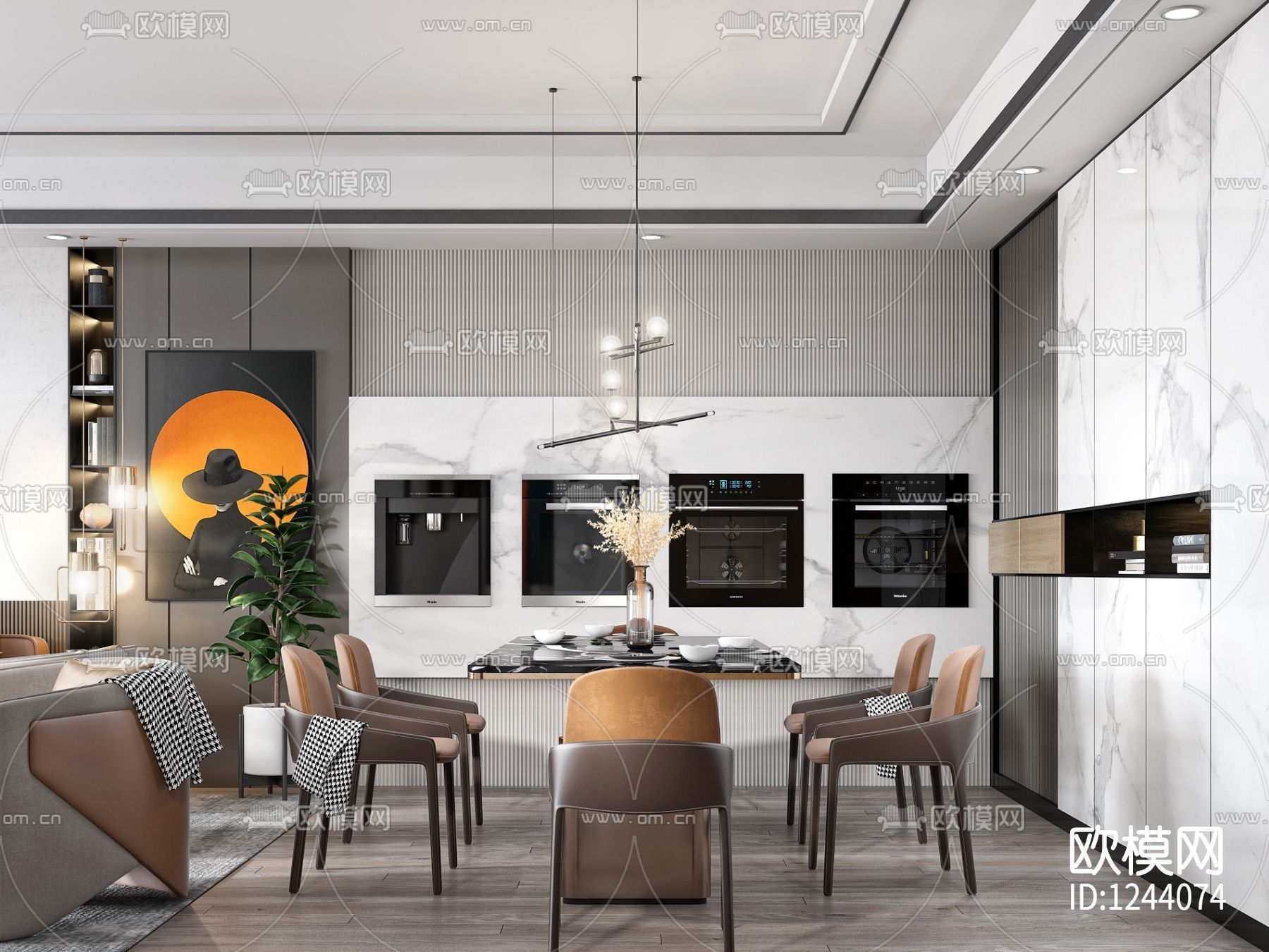 contemporary living room scene 3D model_4