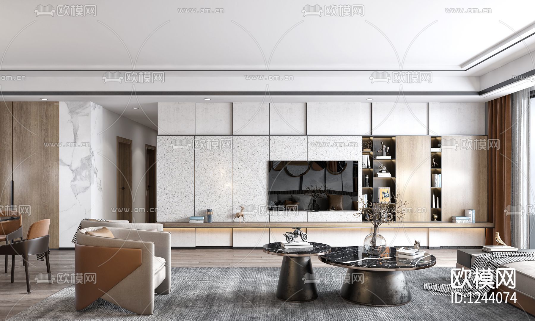 contemporary living room scene 3D model_6