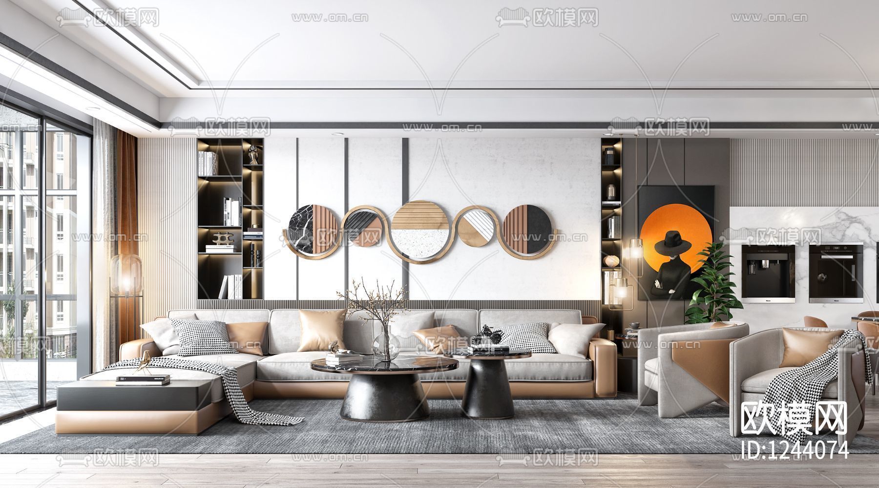contemporary living room scene 3D model_1