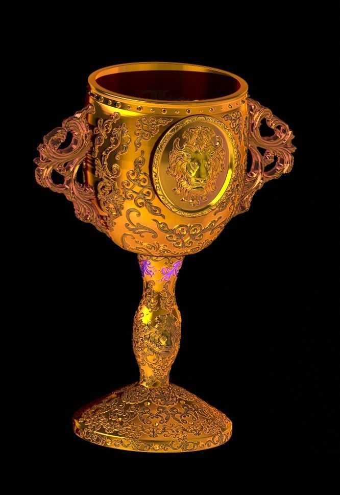 Lion Ornamental Deluxe Chalice Gryffindor 3D print model_7