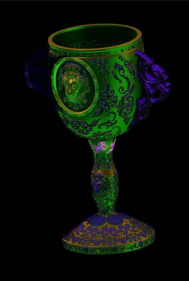 Lion Ornamental Deluxe Chalice Gryffindor 3D print model_5