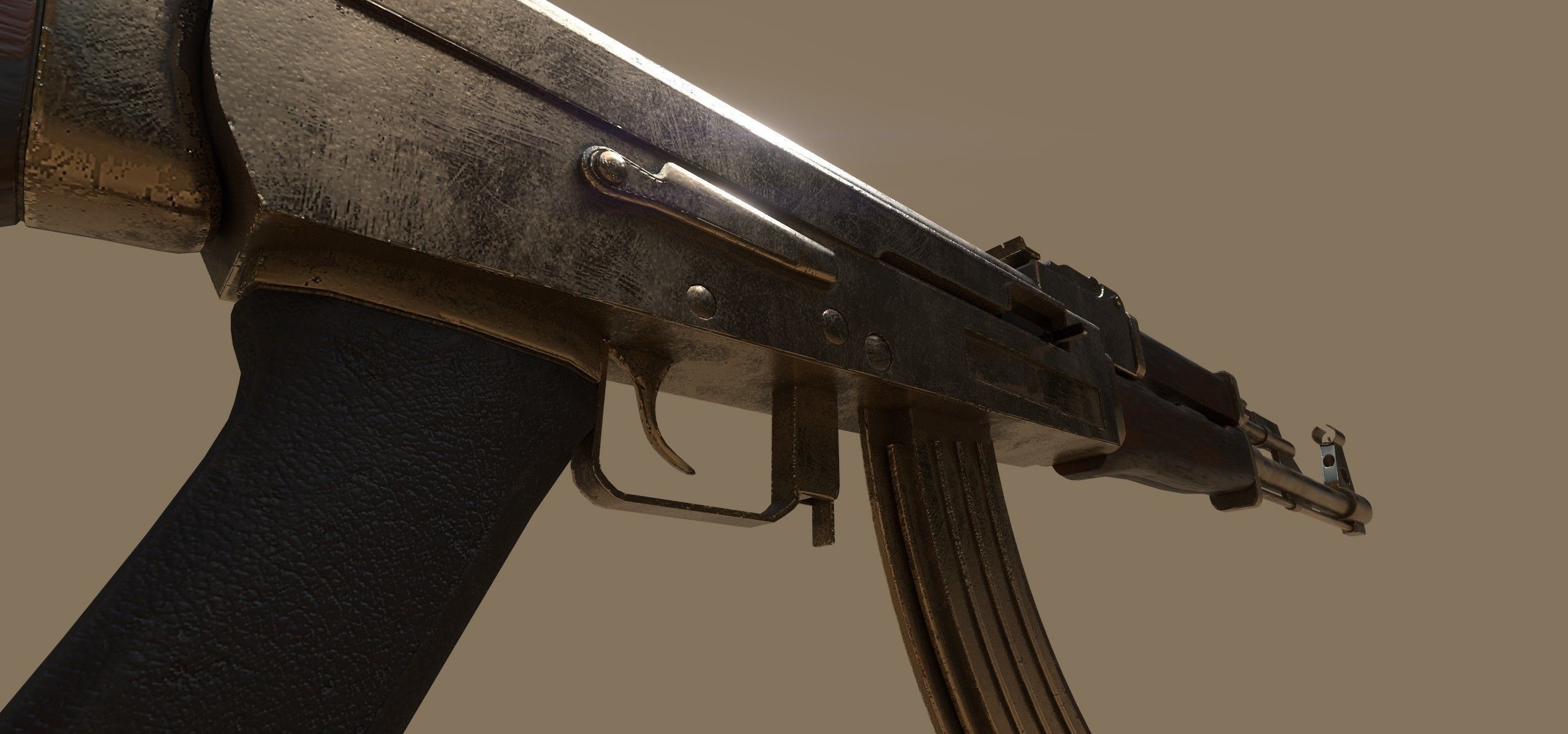 Low Poly Ak47 Model - 12k tris Low-poly 3D model_3