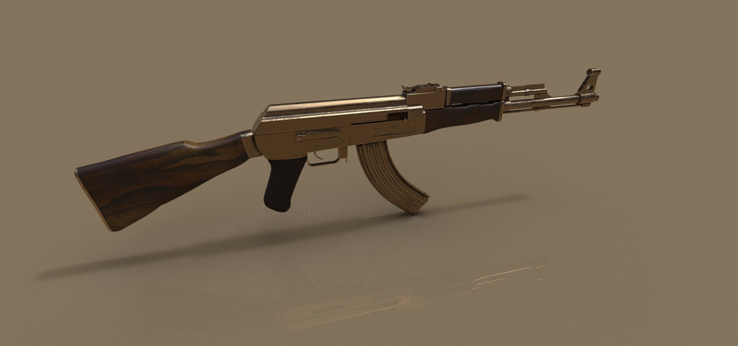 Low Poly Ak47 Model - 12k tris Low-poly 3D model_1