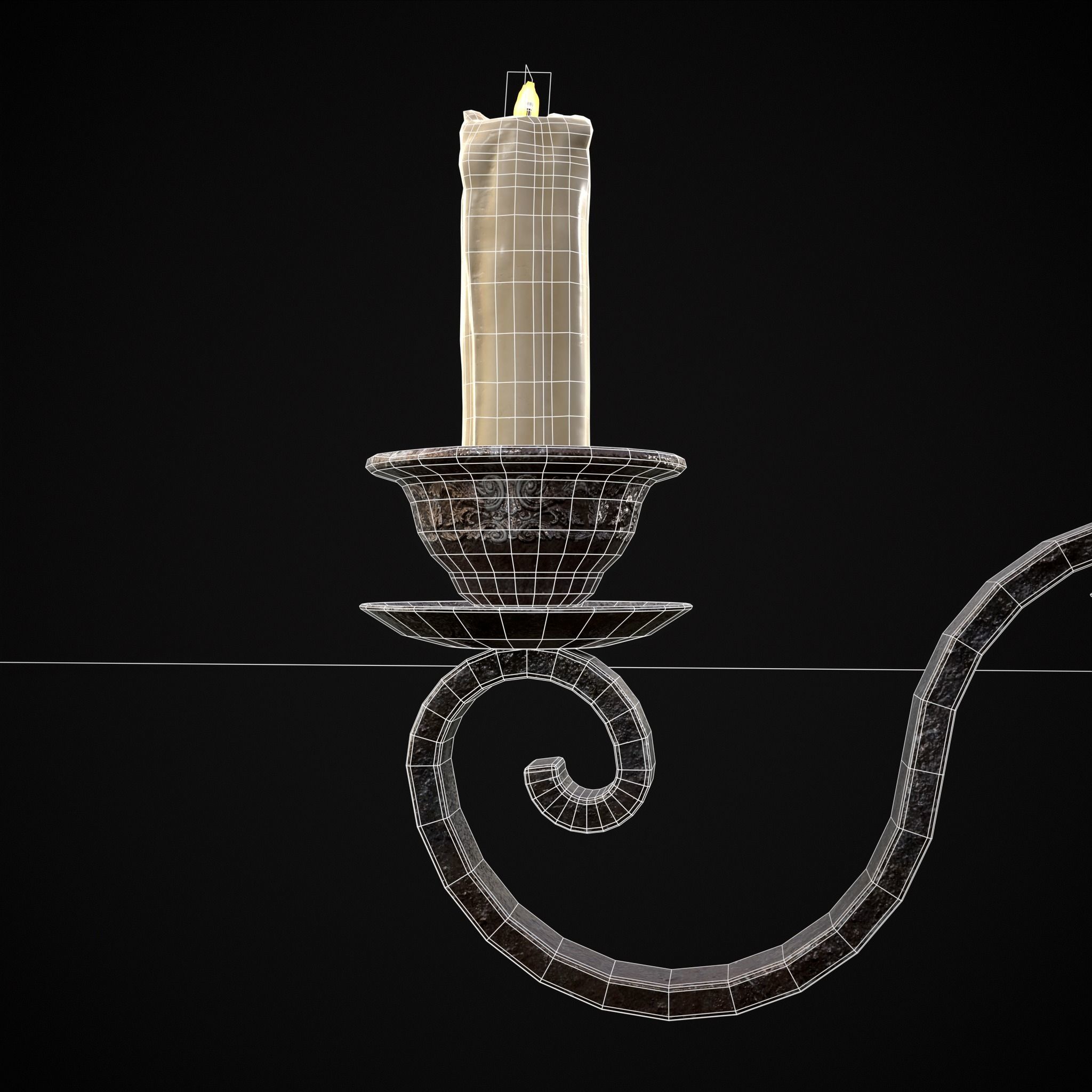 Classic Iron Candelabra Low-poly 3D model_21