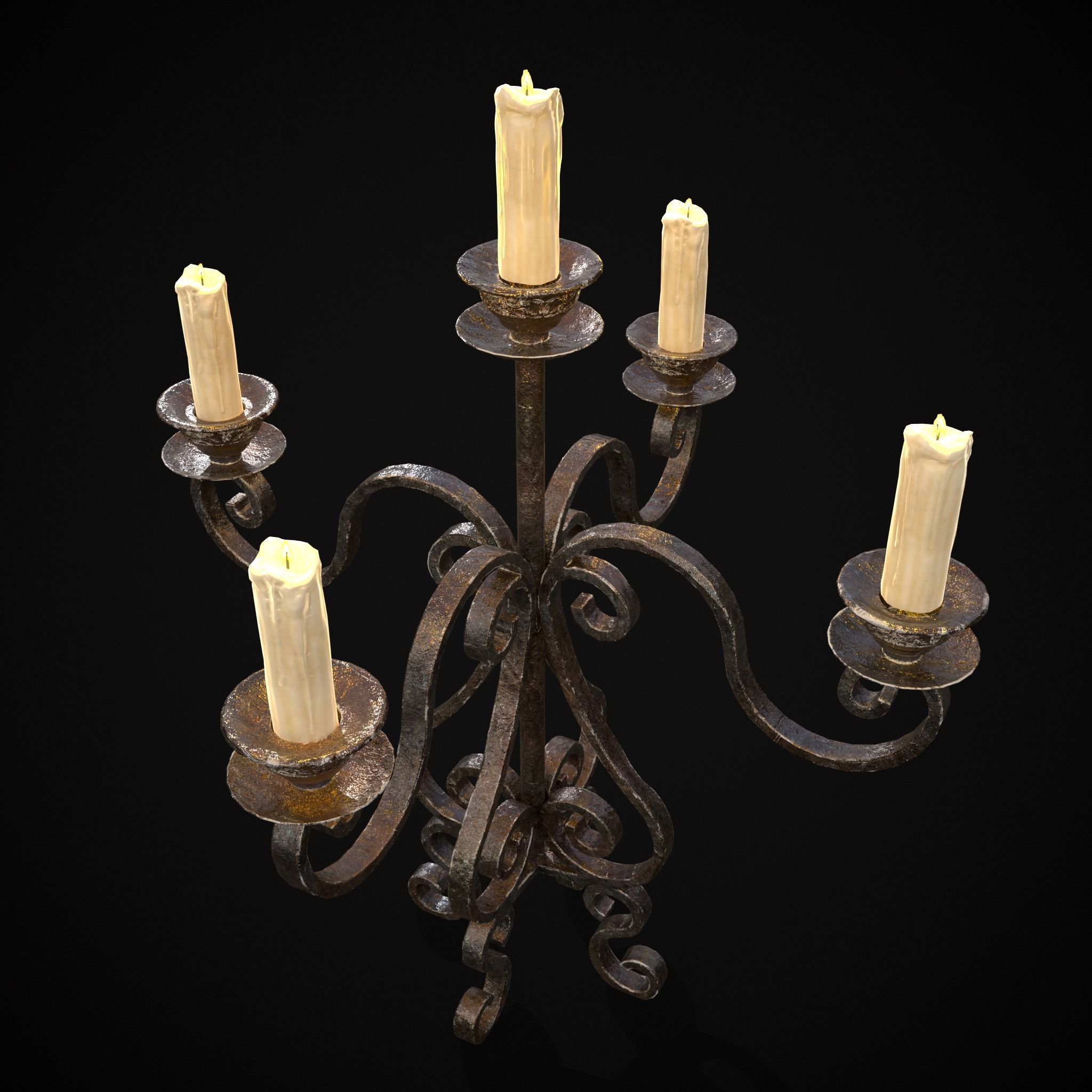 Classic Iron Candelabra Low-poly 3D model_6