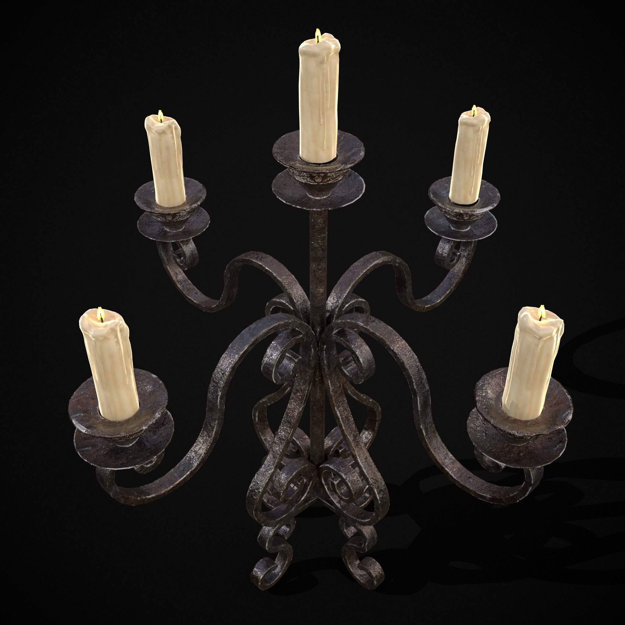 Classic Iron Candelabra Low-poly 3D model_22