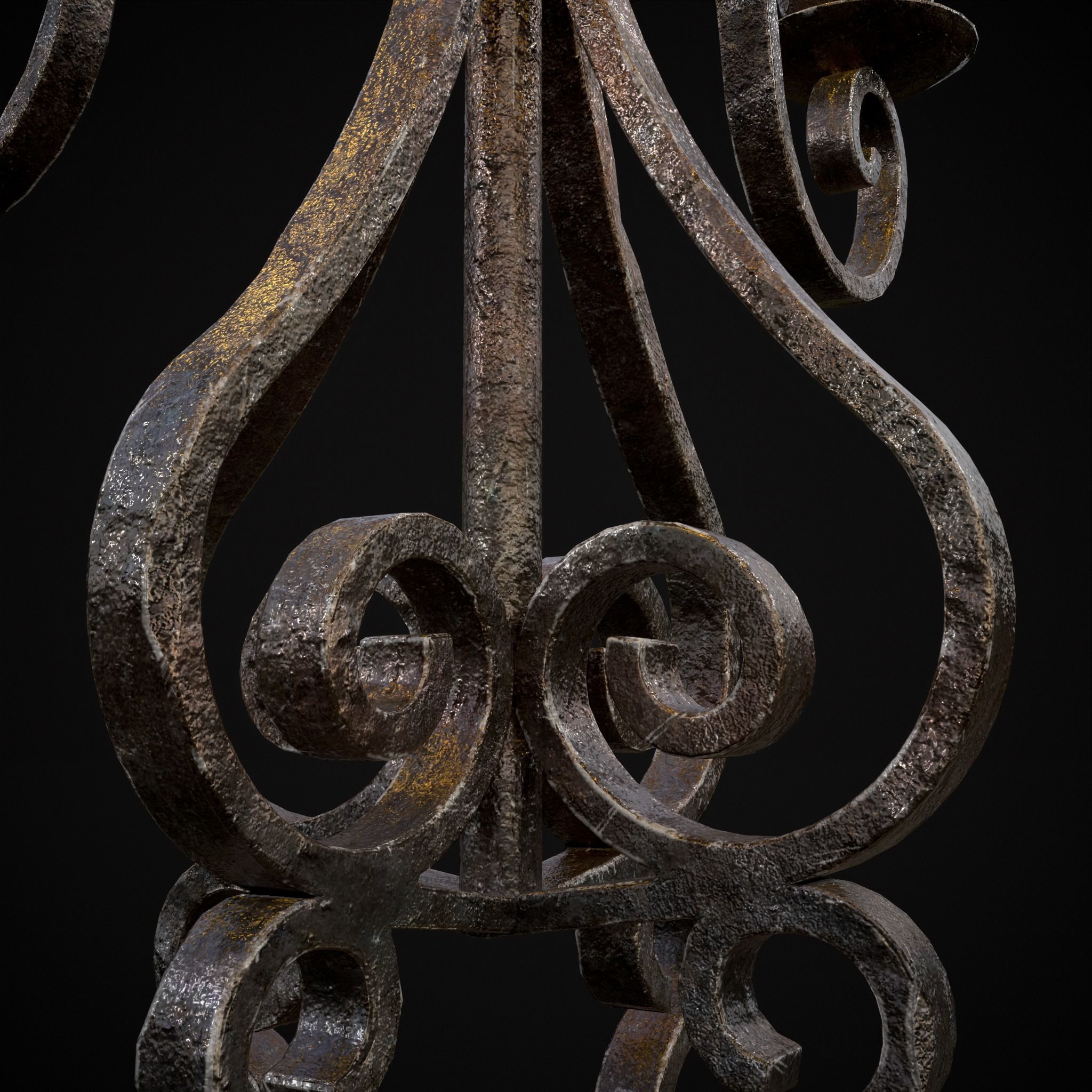 Classic Iron Candelabra Low-poly 3D model_12