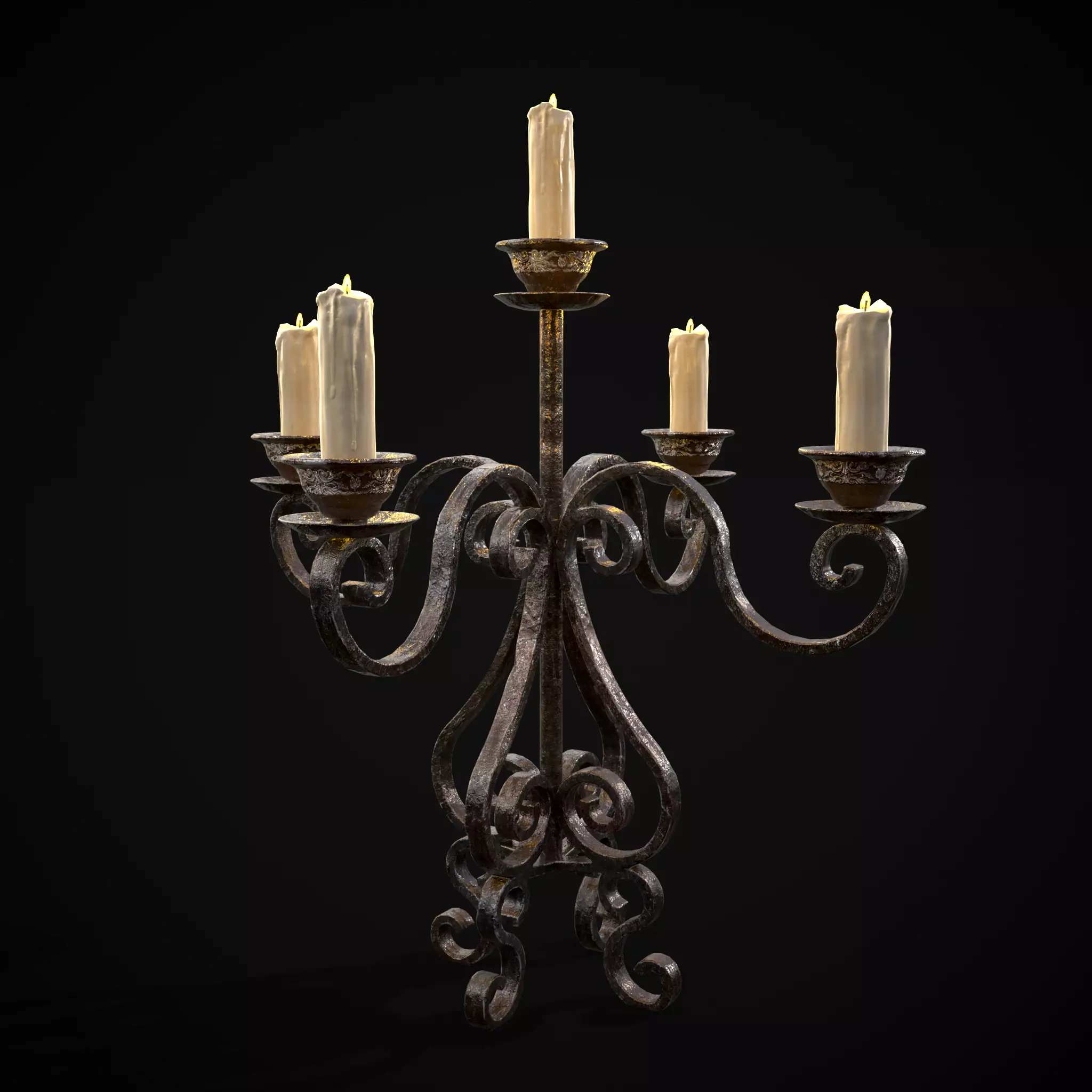 Classic Iron Candelabra Low-poly 3D model_0