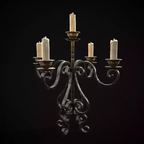 Classic Iron Candelabra  Low-poly 3D model