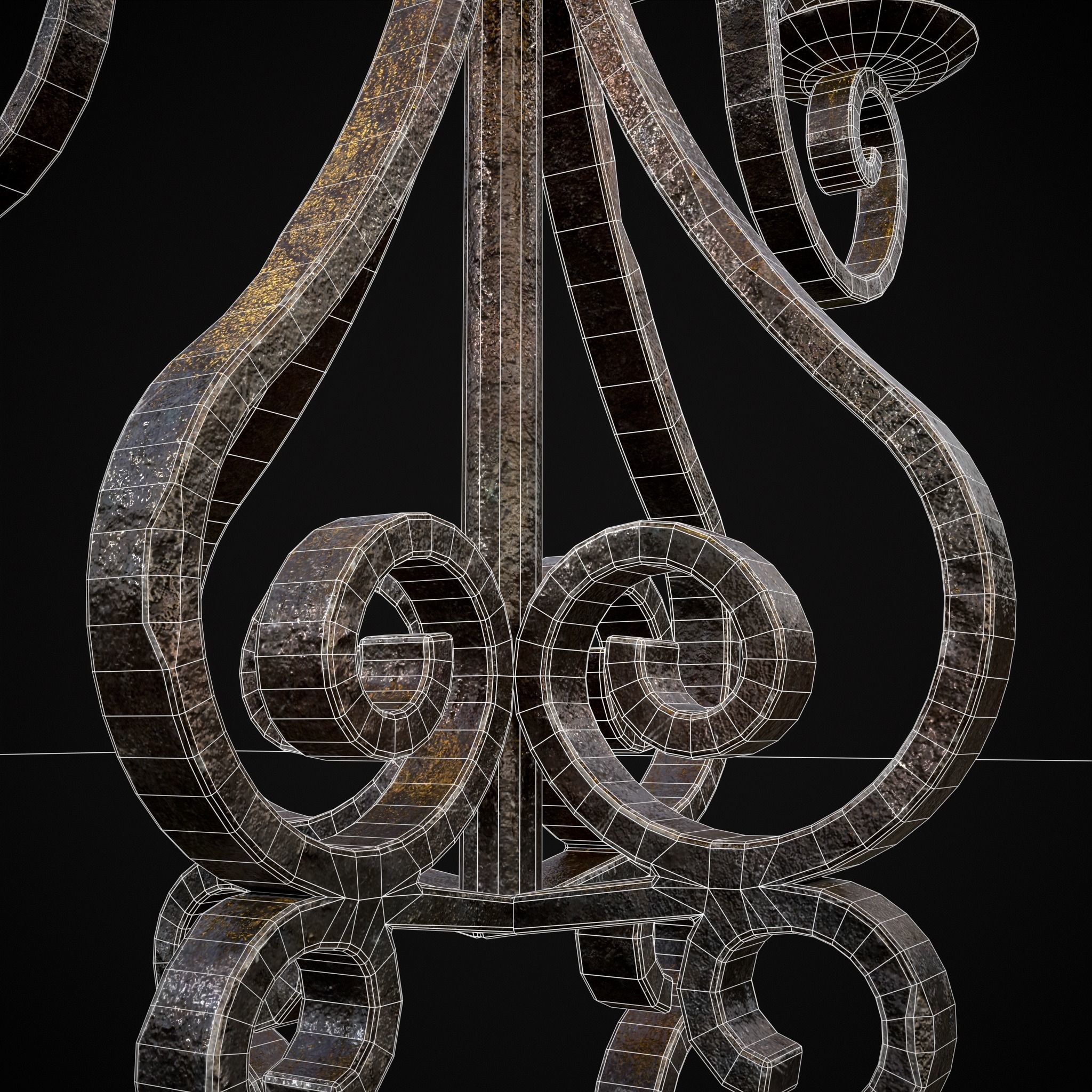 Classic Iron Candelabra Low-poly 3D model_13