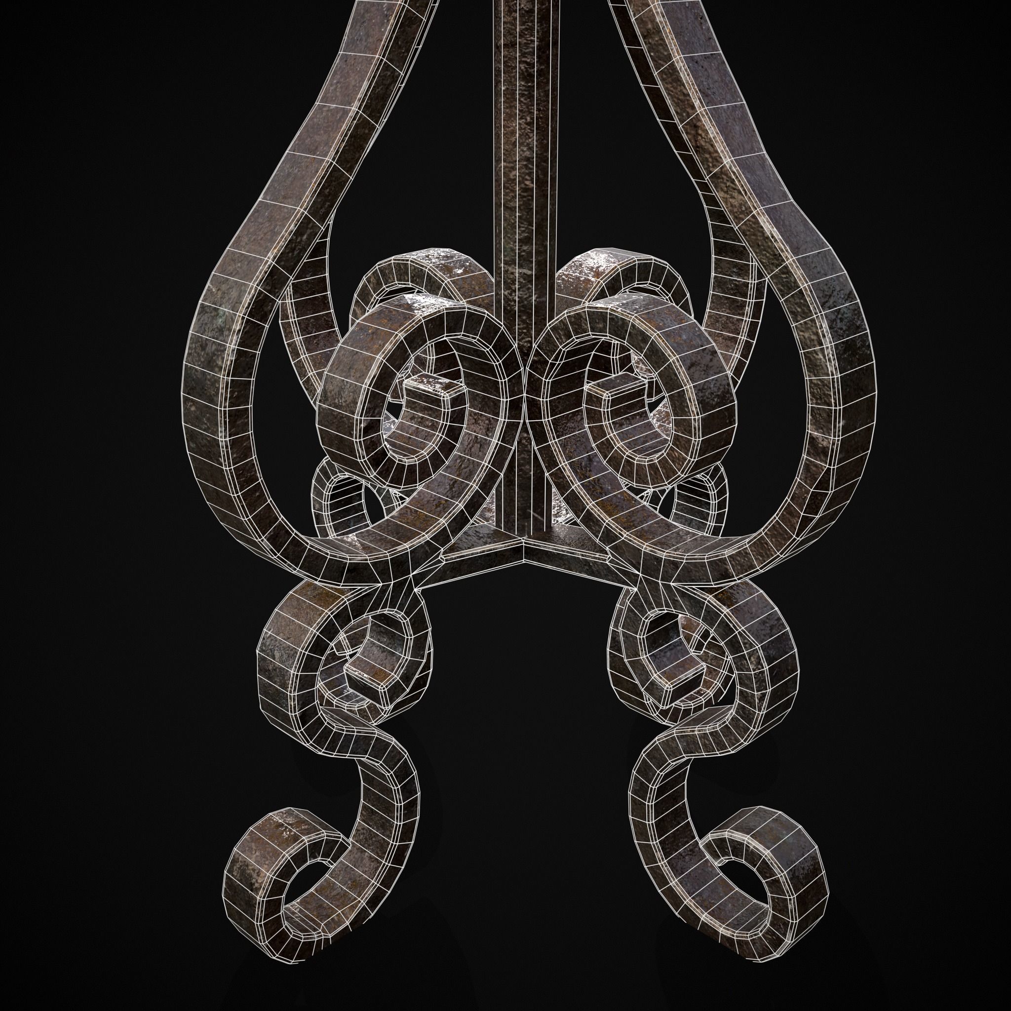 Classic Iron Candelabra Low-poly 3D model_9