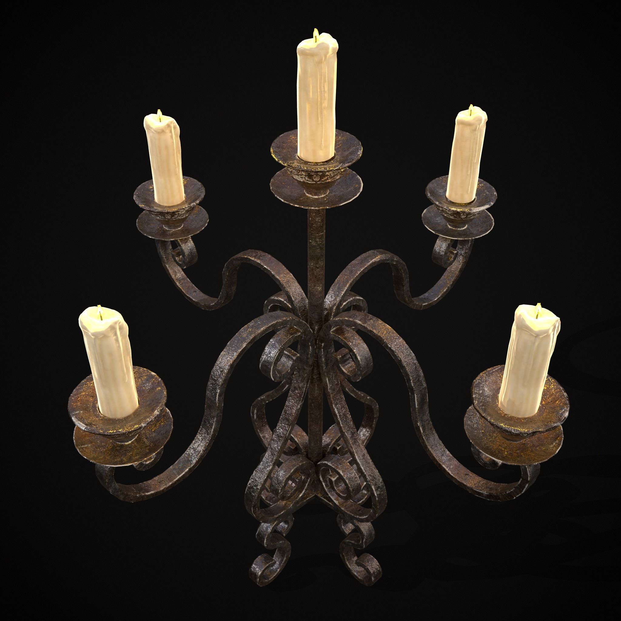 Classic Iron Candelabra Low-poly 3D model_23