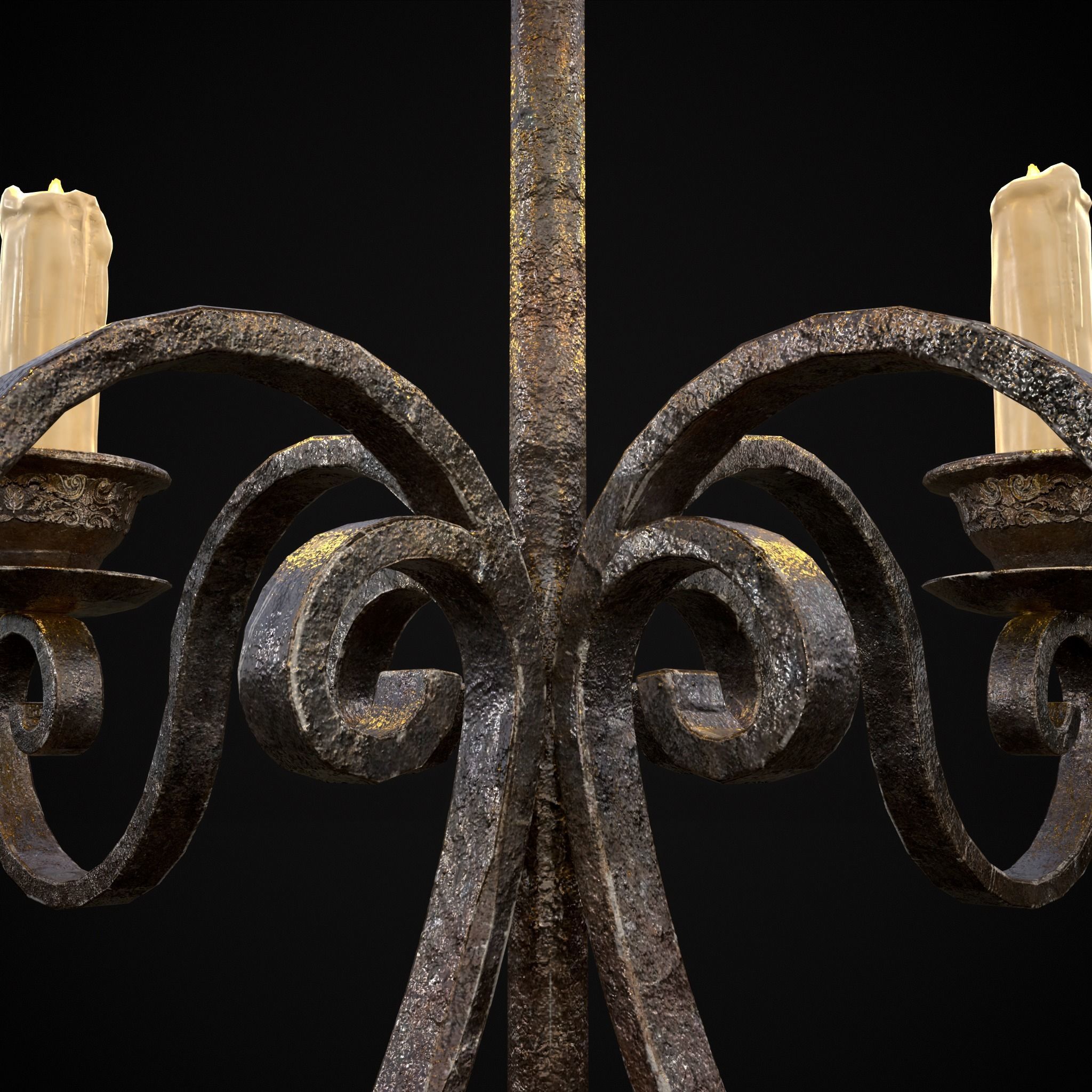 Classic Iron Candelabra Low-poly 3D model_14