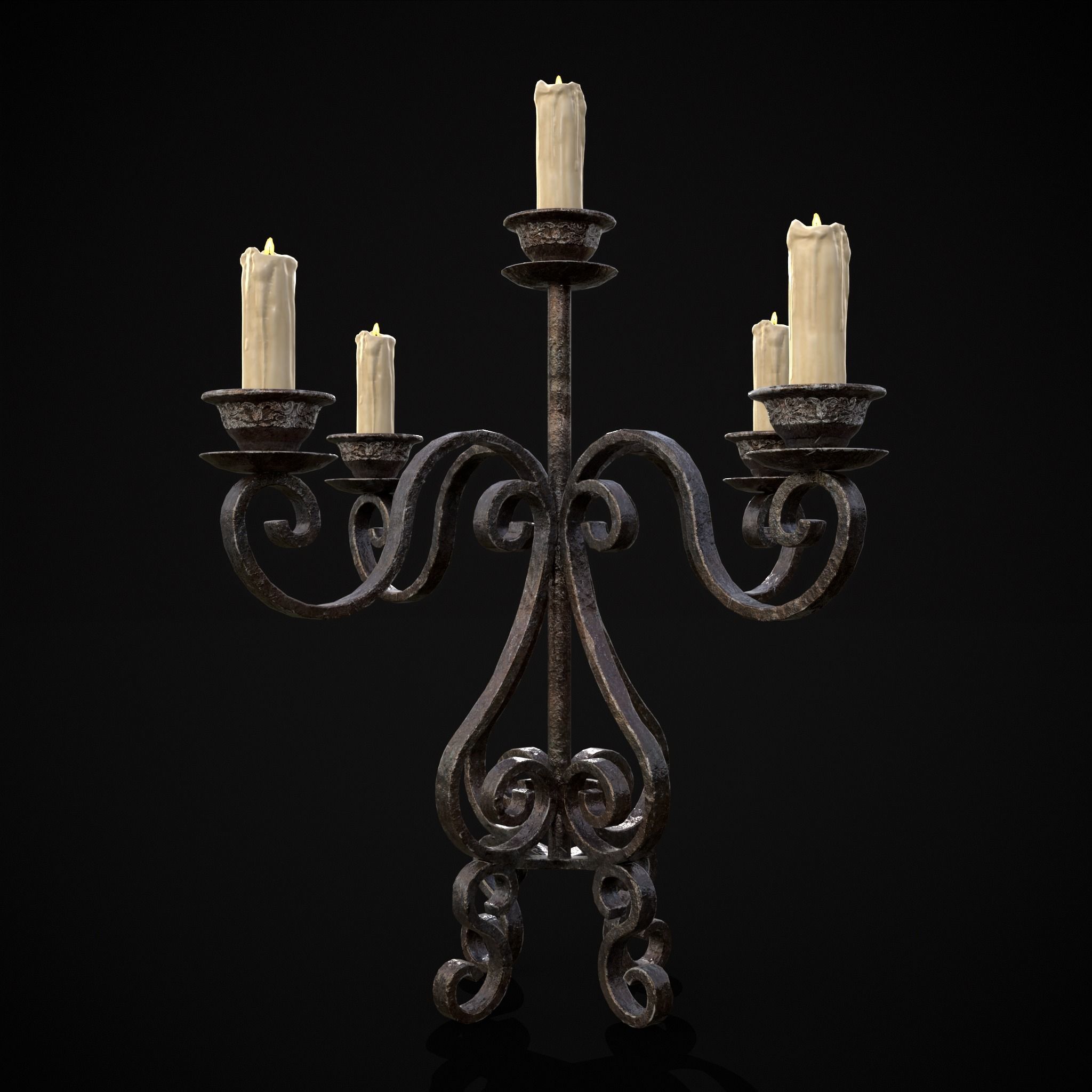 Classic Iron Candelabra Low-poly 3D model_18