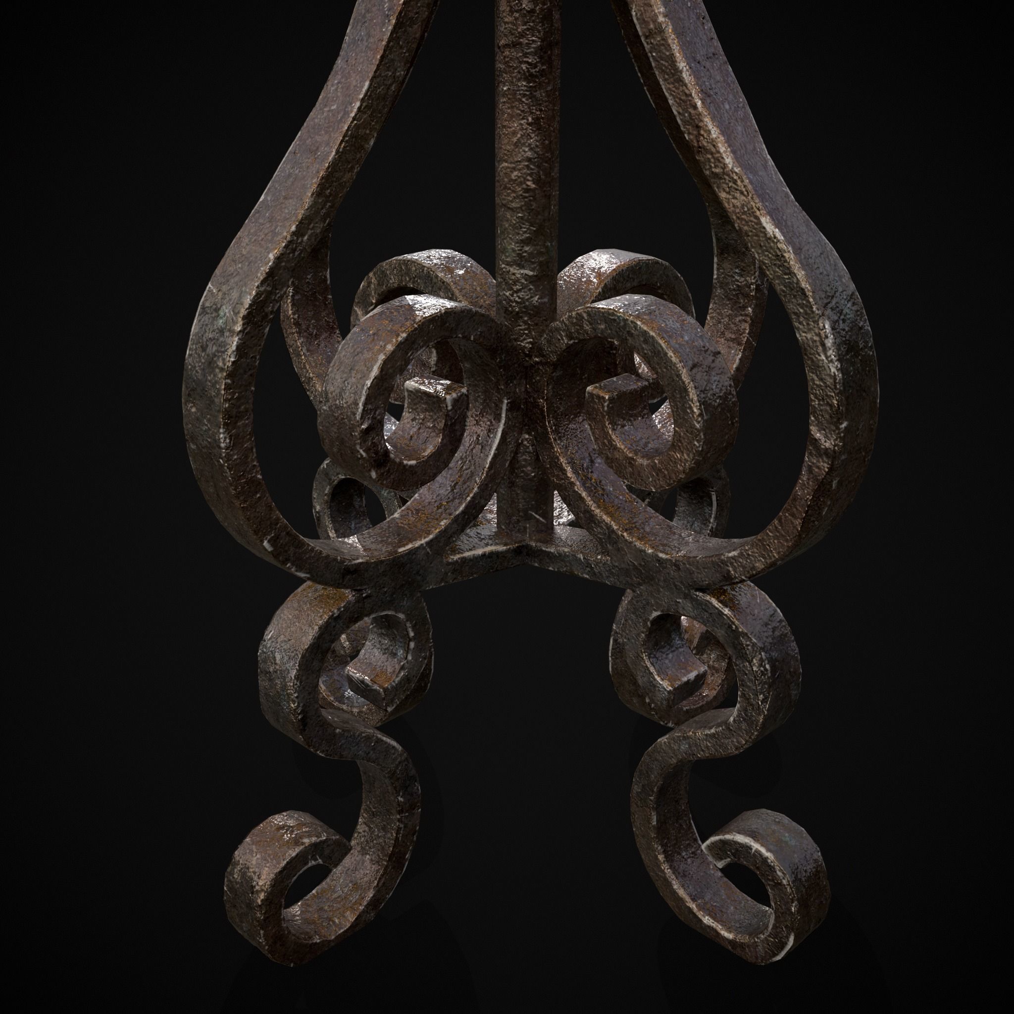 Classic Iron Candelabra Low-poly 3D model_8