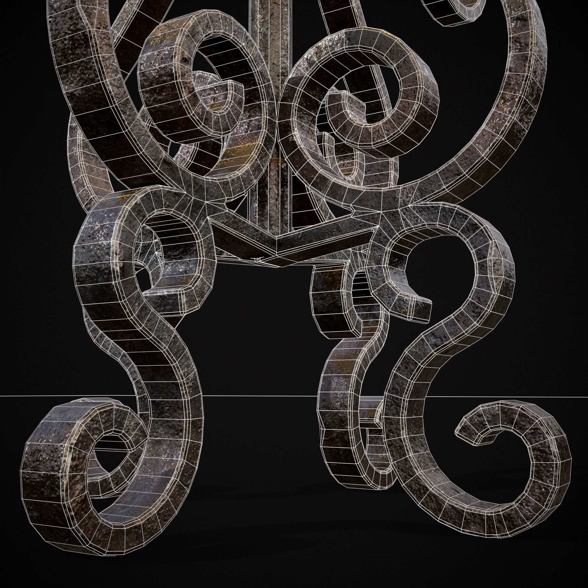 Classic Iron Candelabra Low-poly 3D model_11