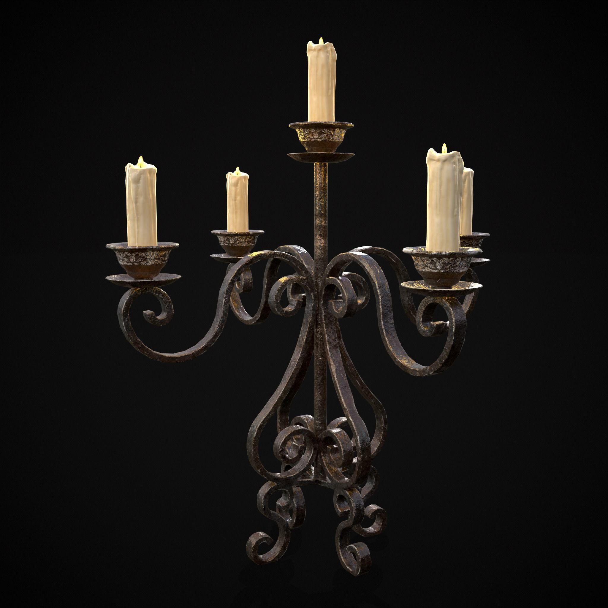 Classic Iron Candelabra Low-poly 3D model_4