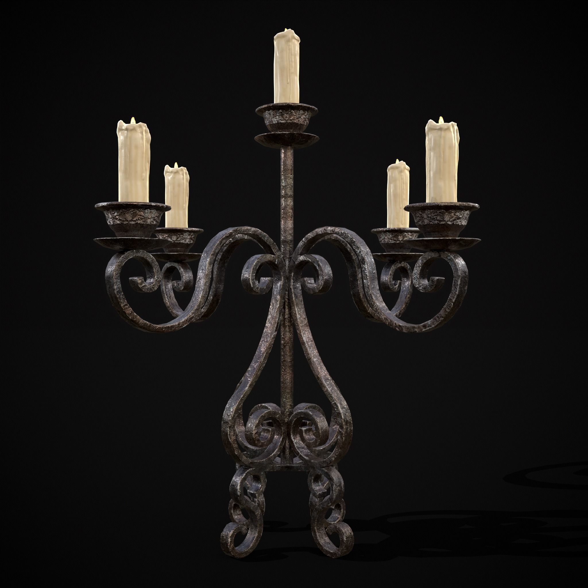 Classic Iron Candelabra Low-poly 3D model_16