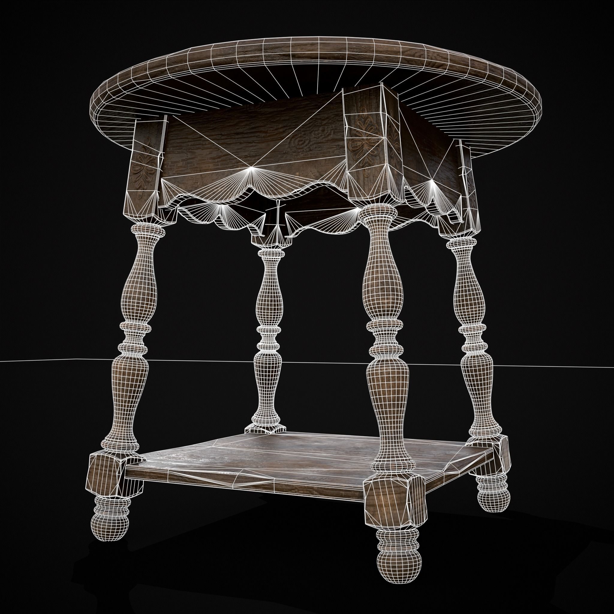 Elegant Round Side Table Low-poly 3D model_4