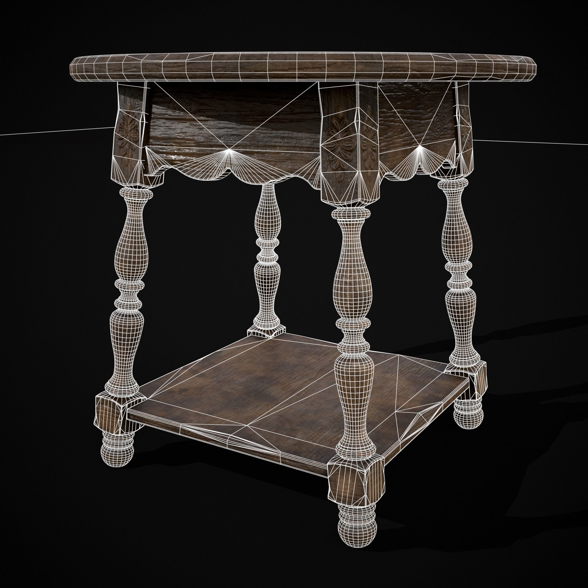 Elegant Round Side Table Low-poly 3D model_16