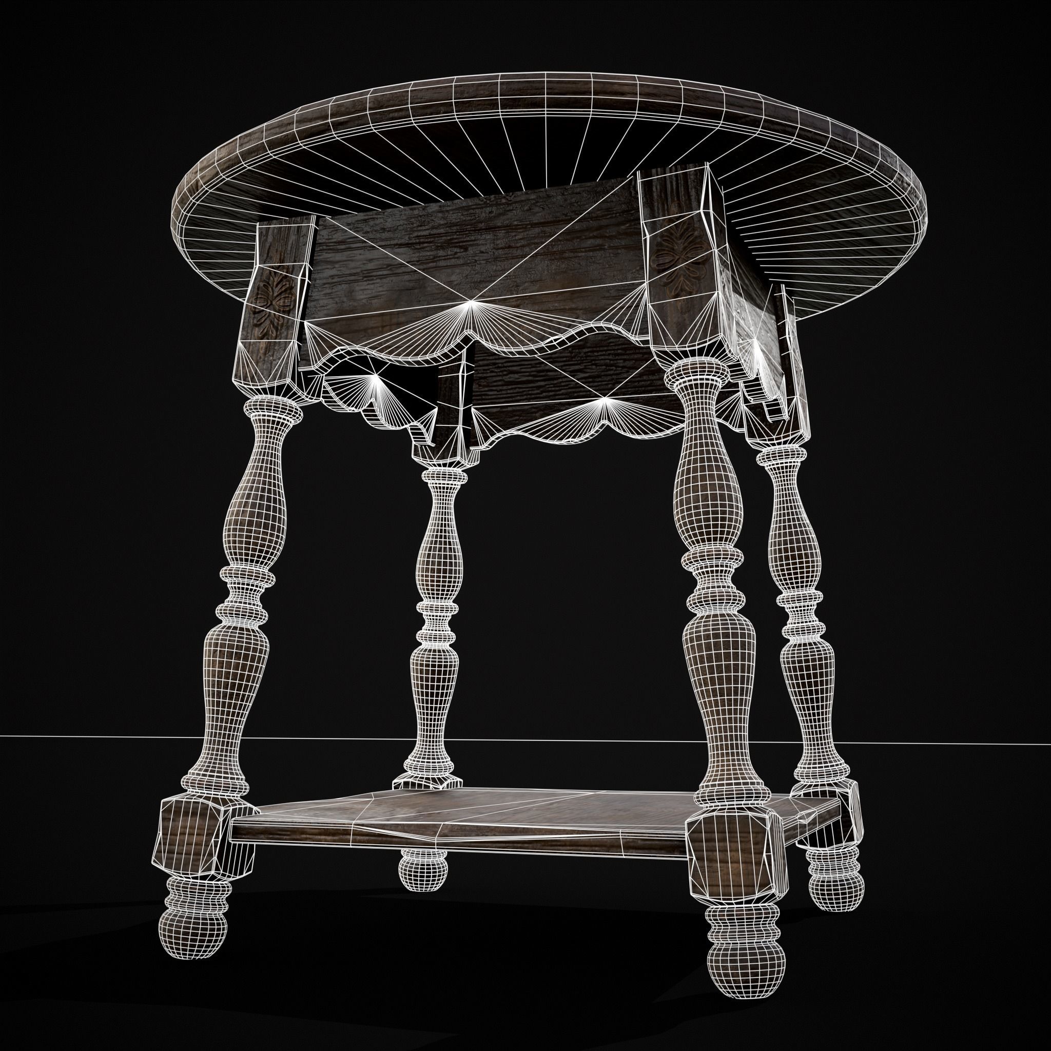 Elegant Round Side Table Low-poly 3D model_22