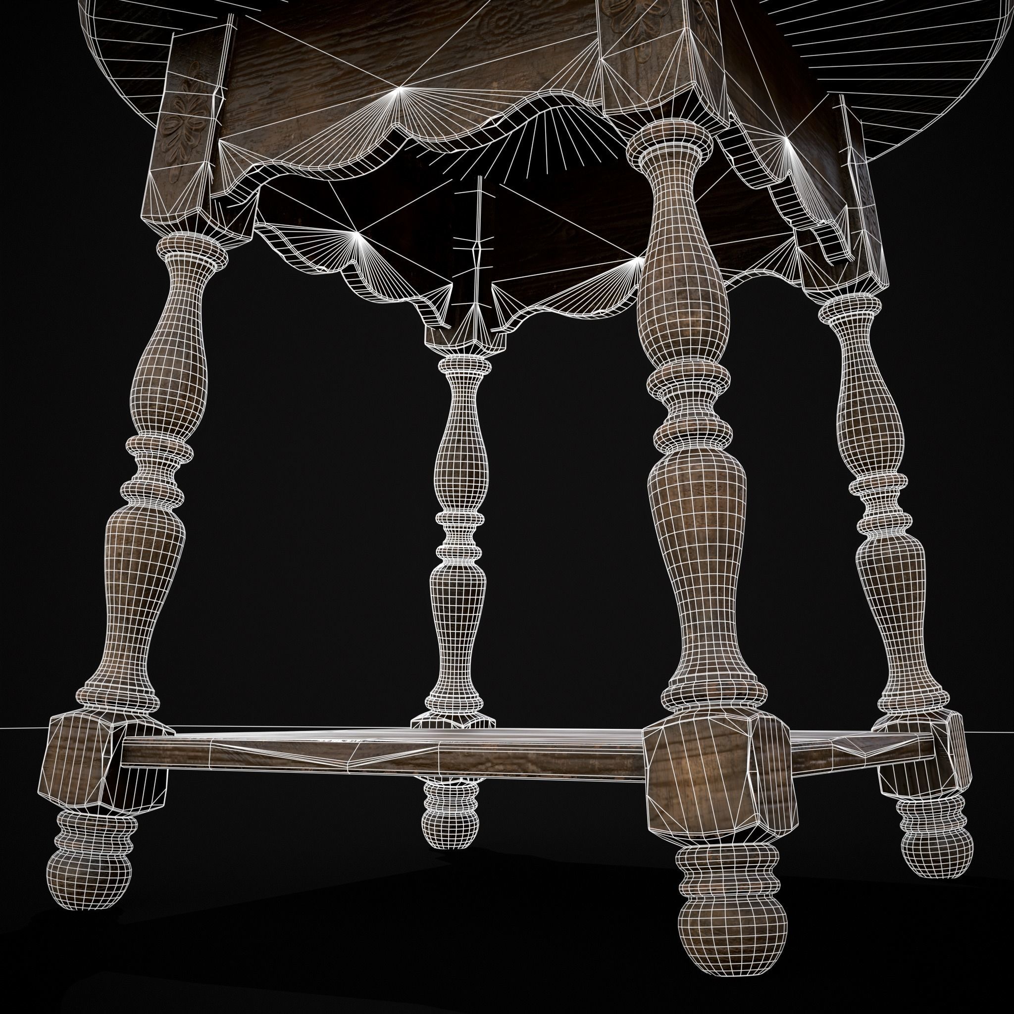 Elegant Round Side Table Low-poly 3D model_8