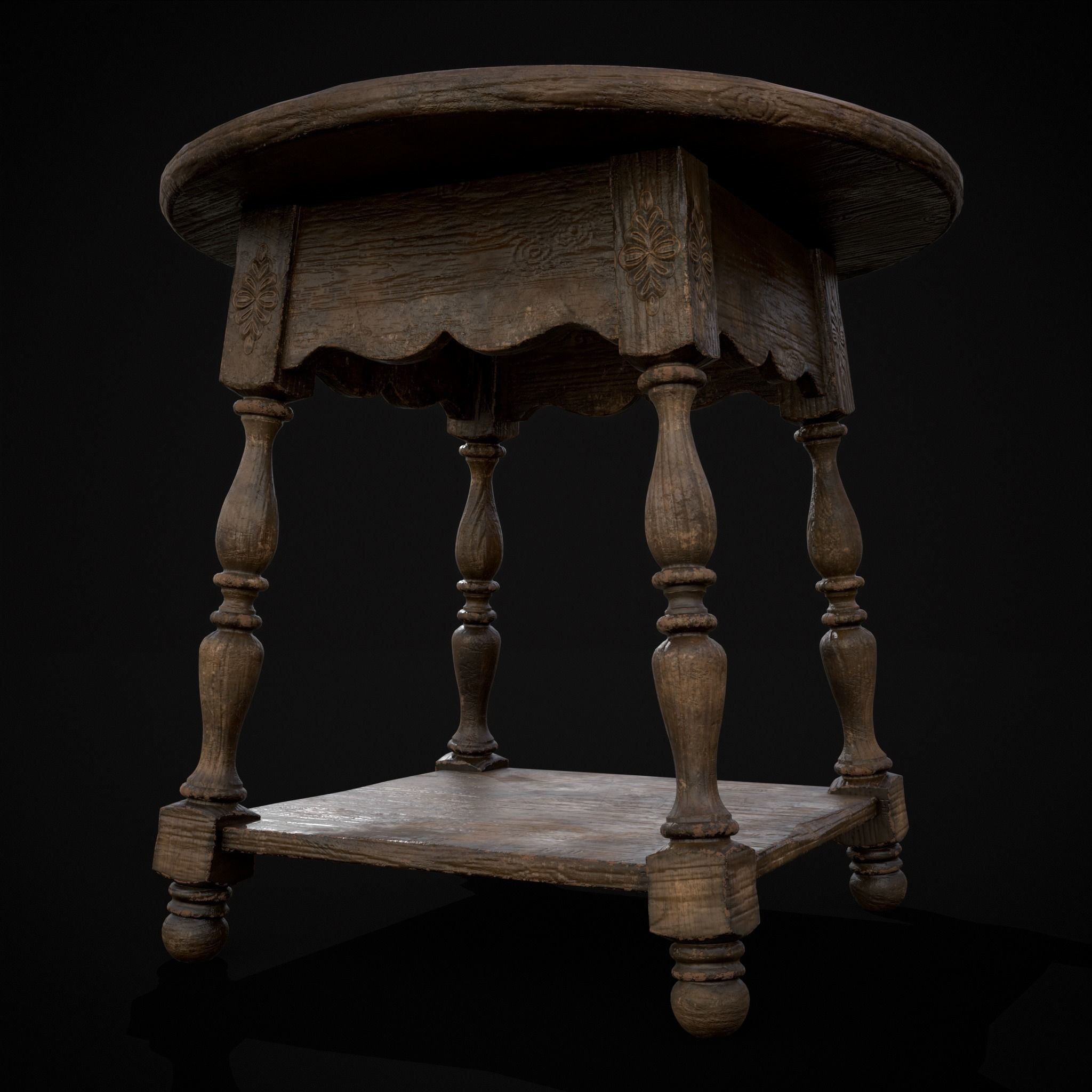 Elegant Round Side Table Low-poly 3D model_3