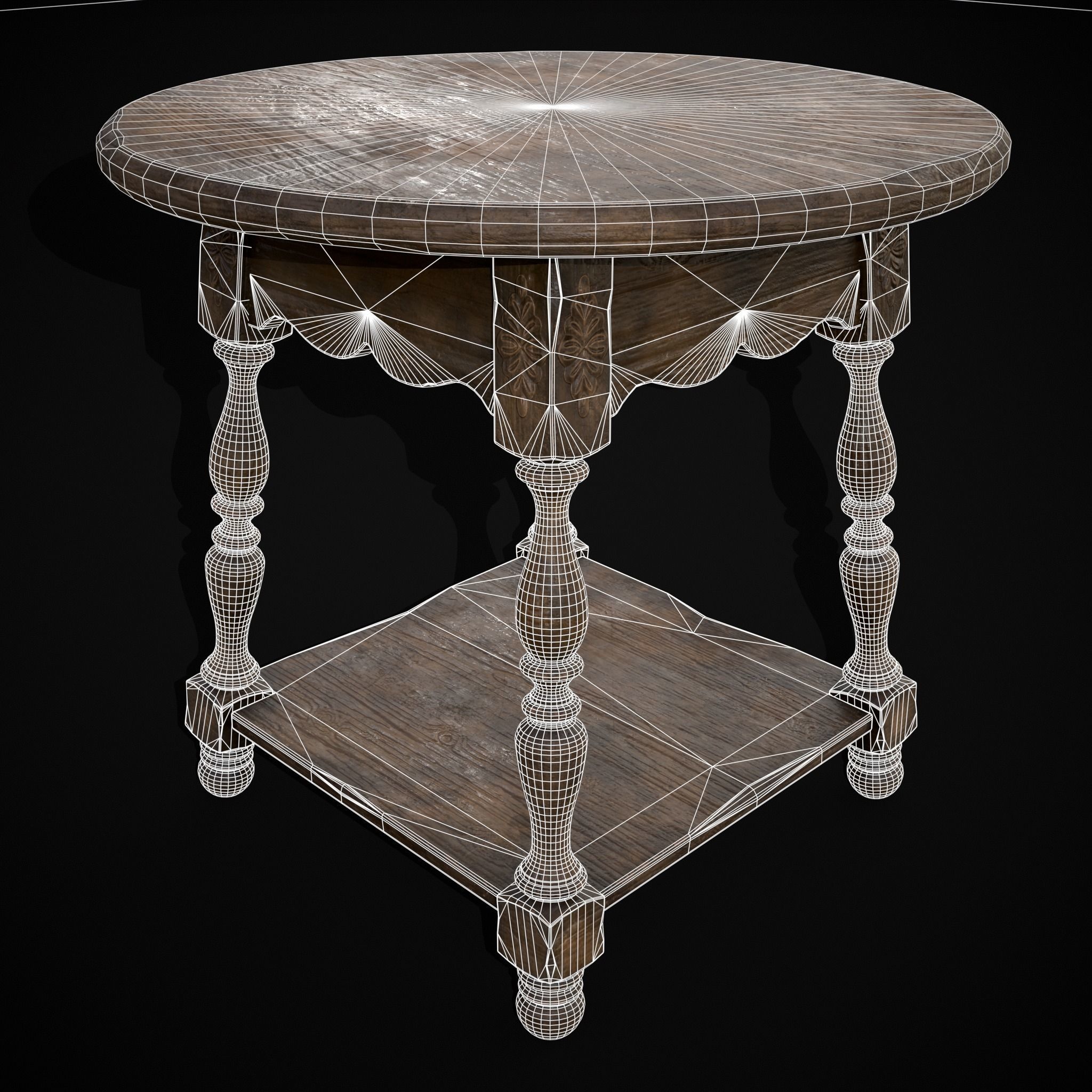 Elegant Round Side Table Low-poly 3D model_2