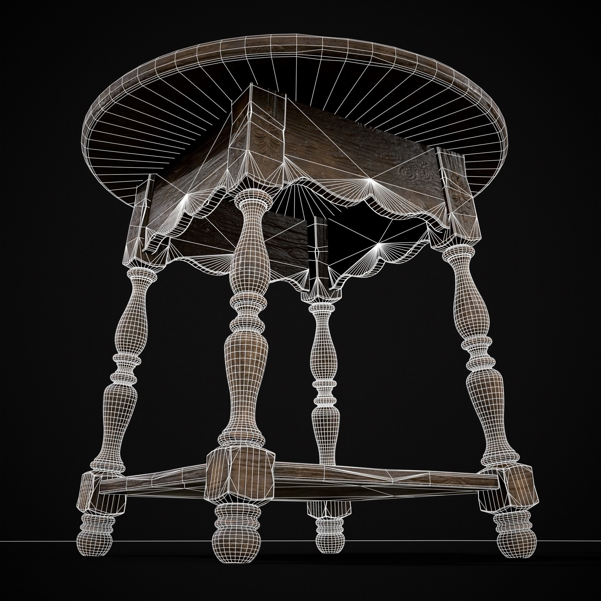 Elegant Round Side Table Low-poly 3D model_12