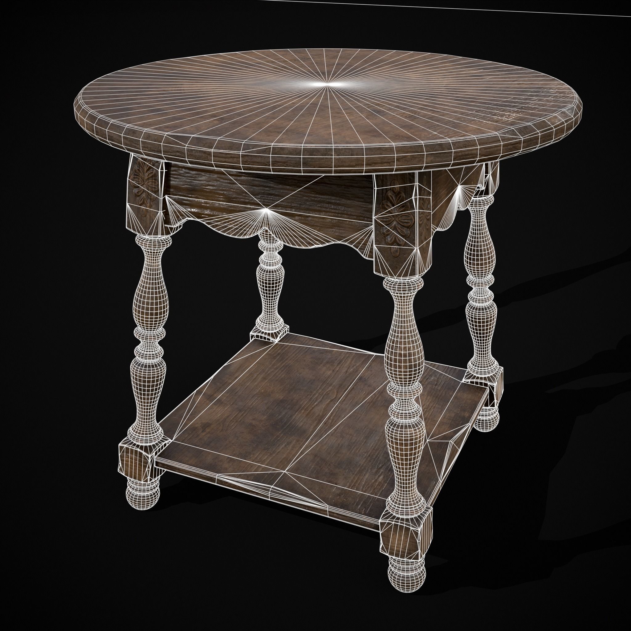 Elegant Round Side Table Low-poly 3D model_10