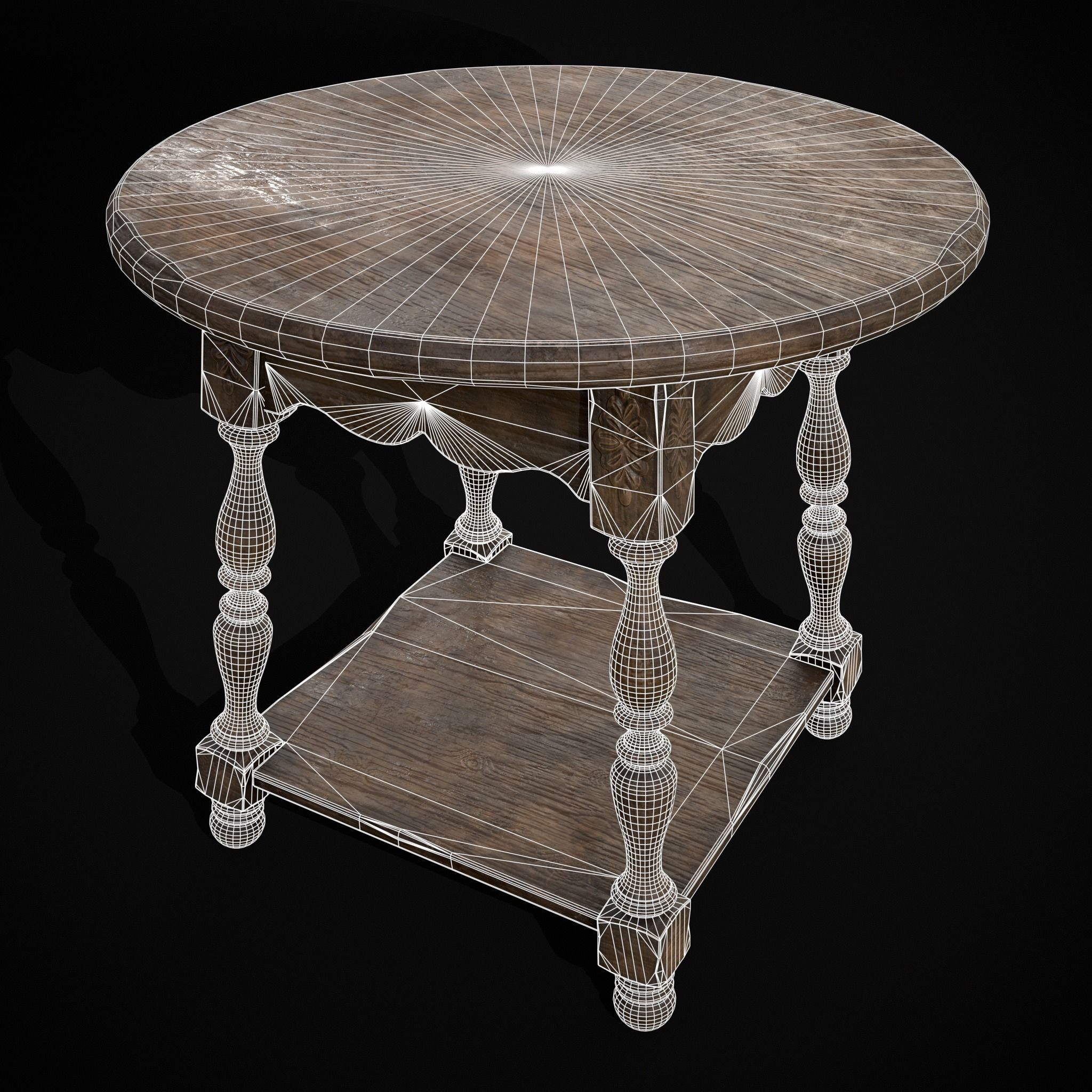 Elegant Round Side Table Low-poly 3D model_20