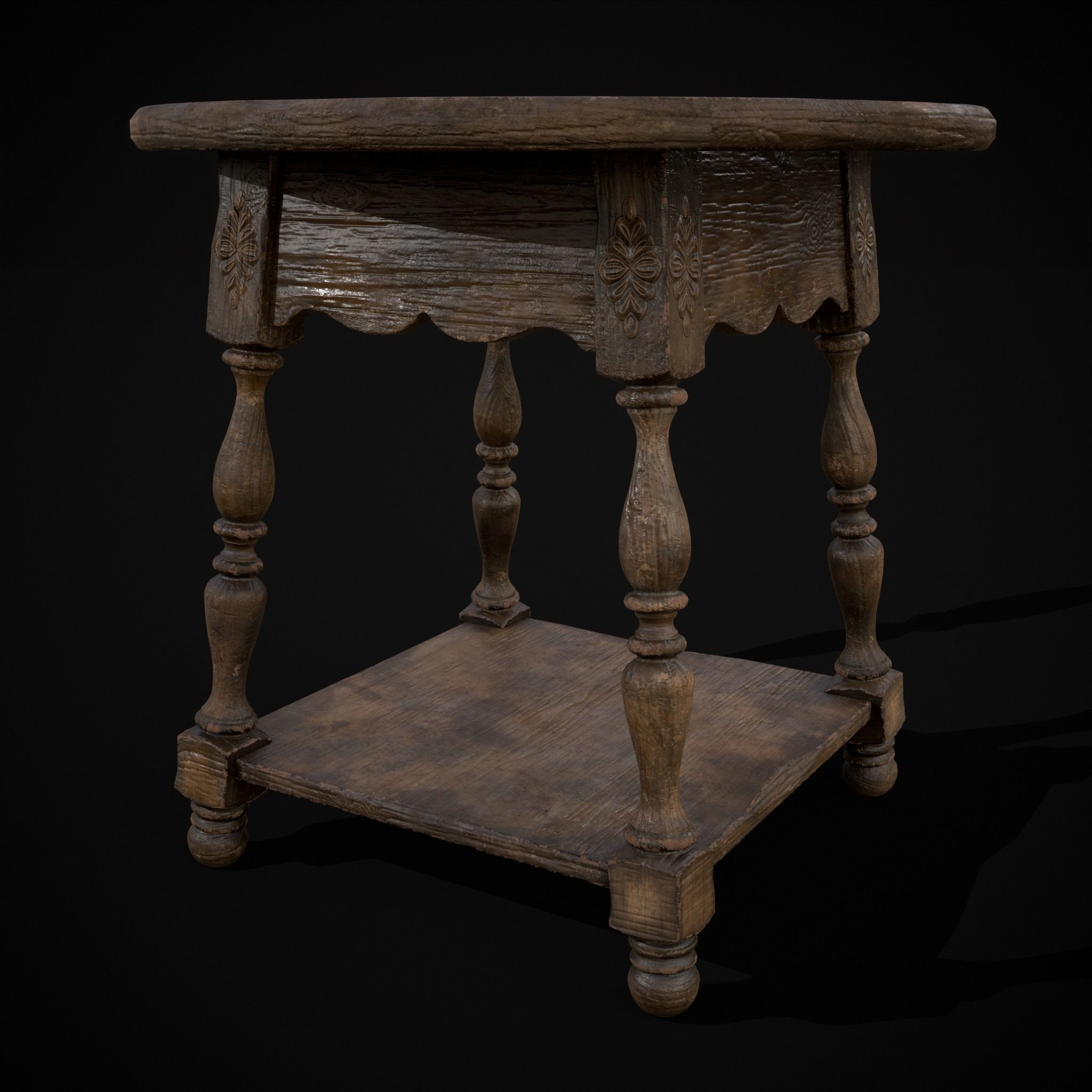 Elegant Round Side Table Low-poly 3D model_15