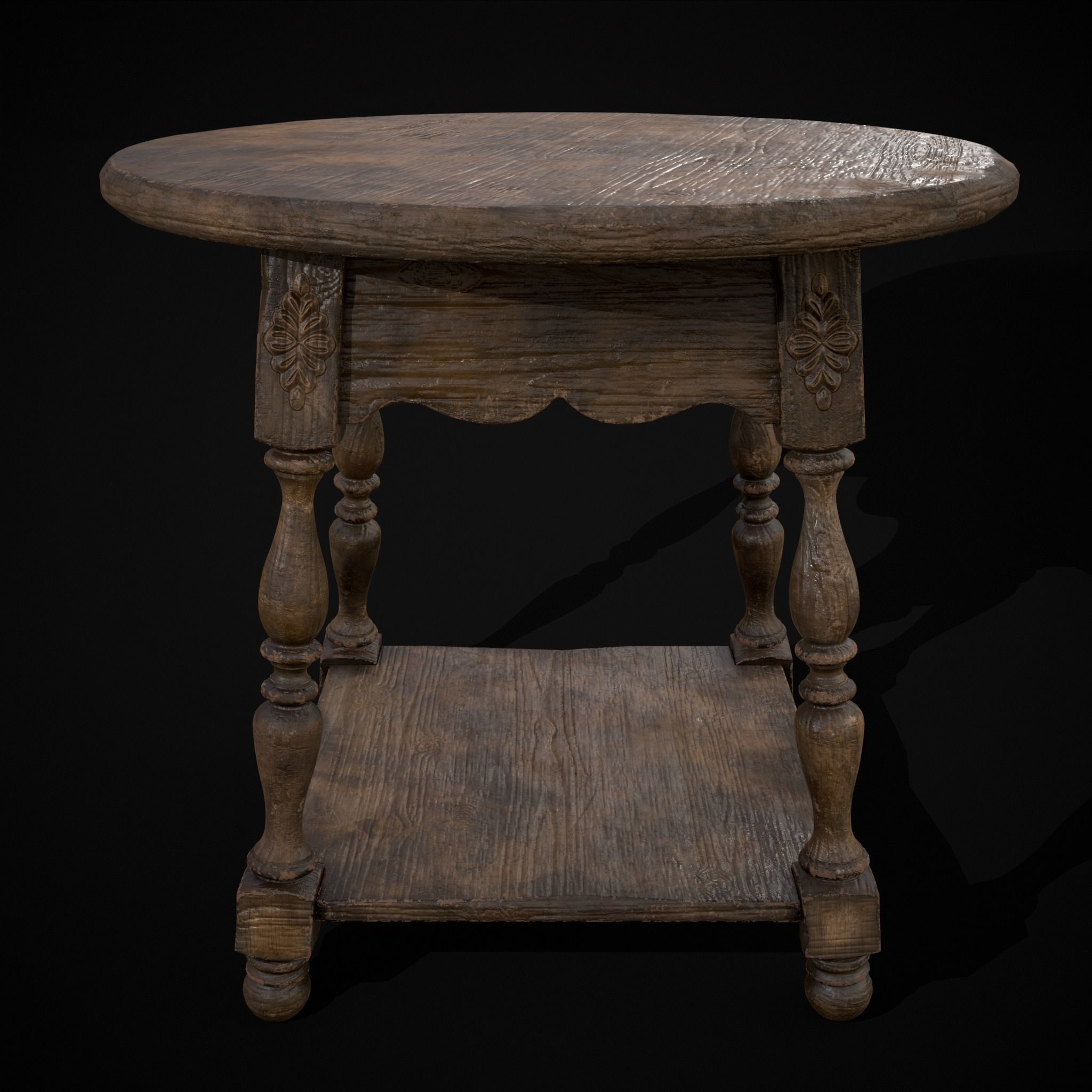 Elegant Round Side Table Low-poly 3D model_17