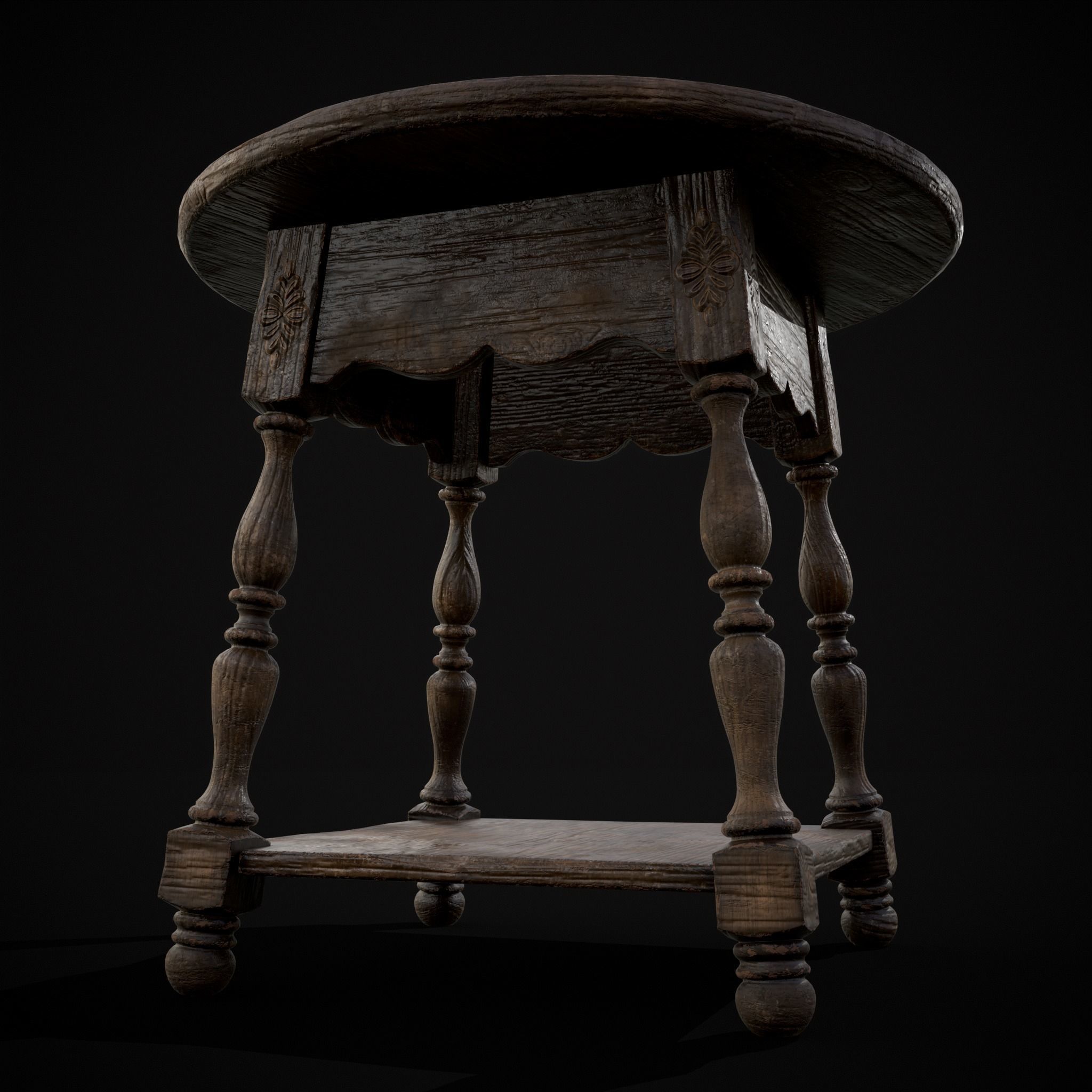 Elegant Round Side Table Low-poly 3D model_21