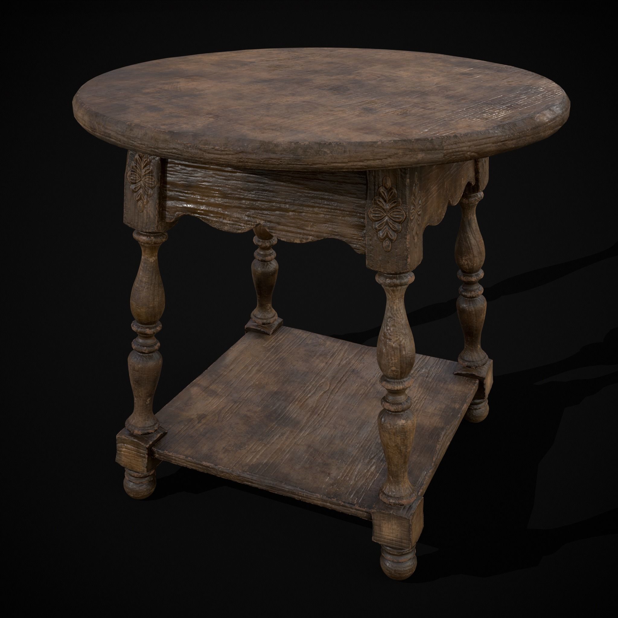 Elegant Round Side Table Low-poly 3D model_9