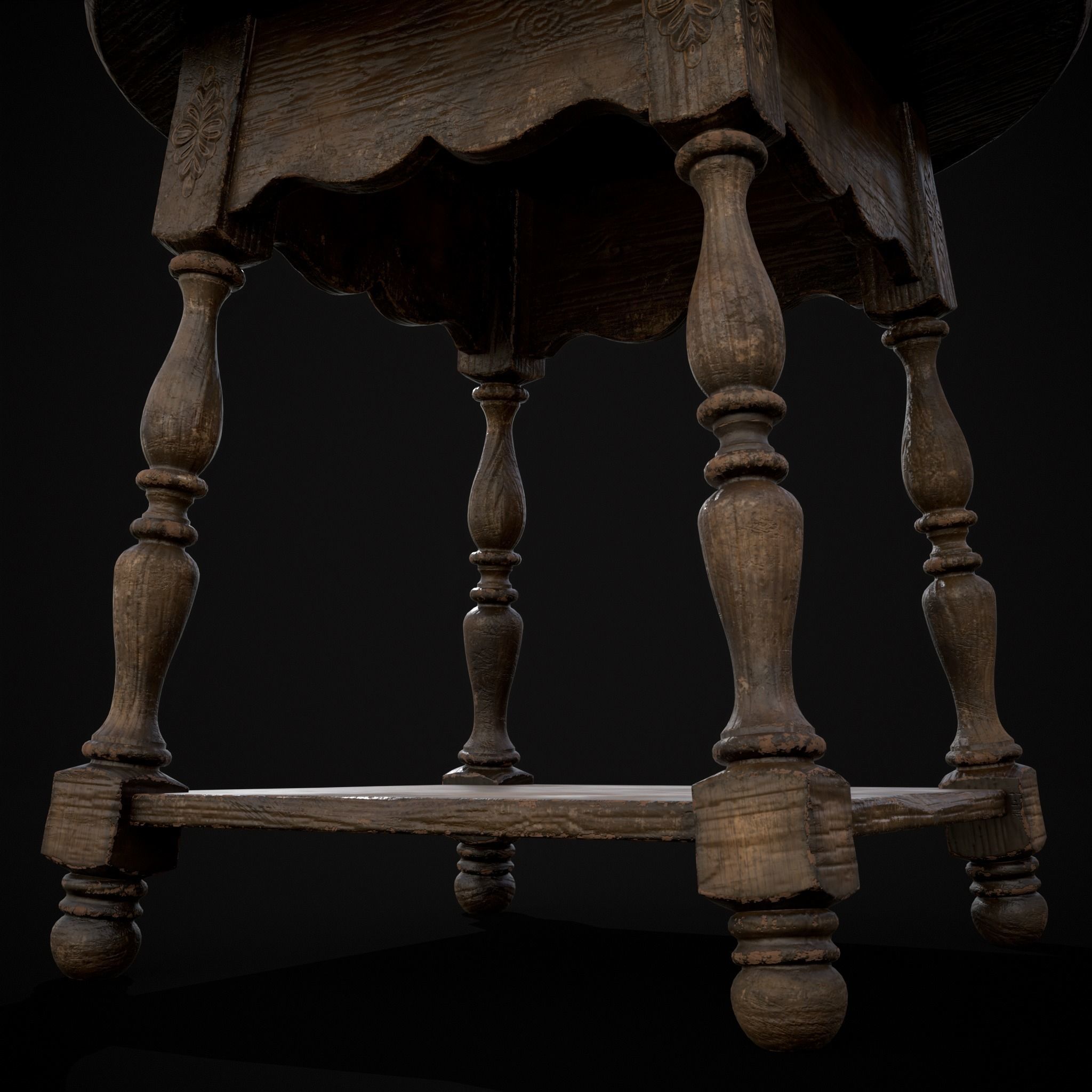 Elegant Round Side Table Low-poly 3D model_7