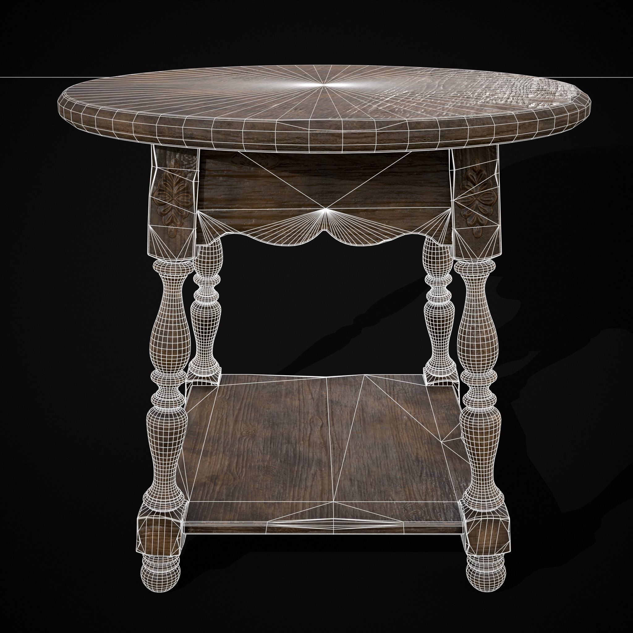 Elegant Round Side Table Low-poly 3D model_18