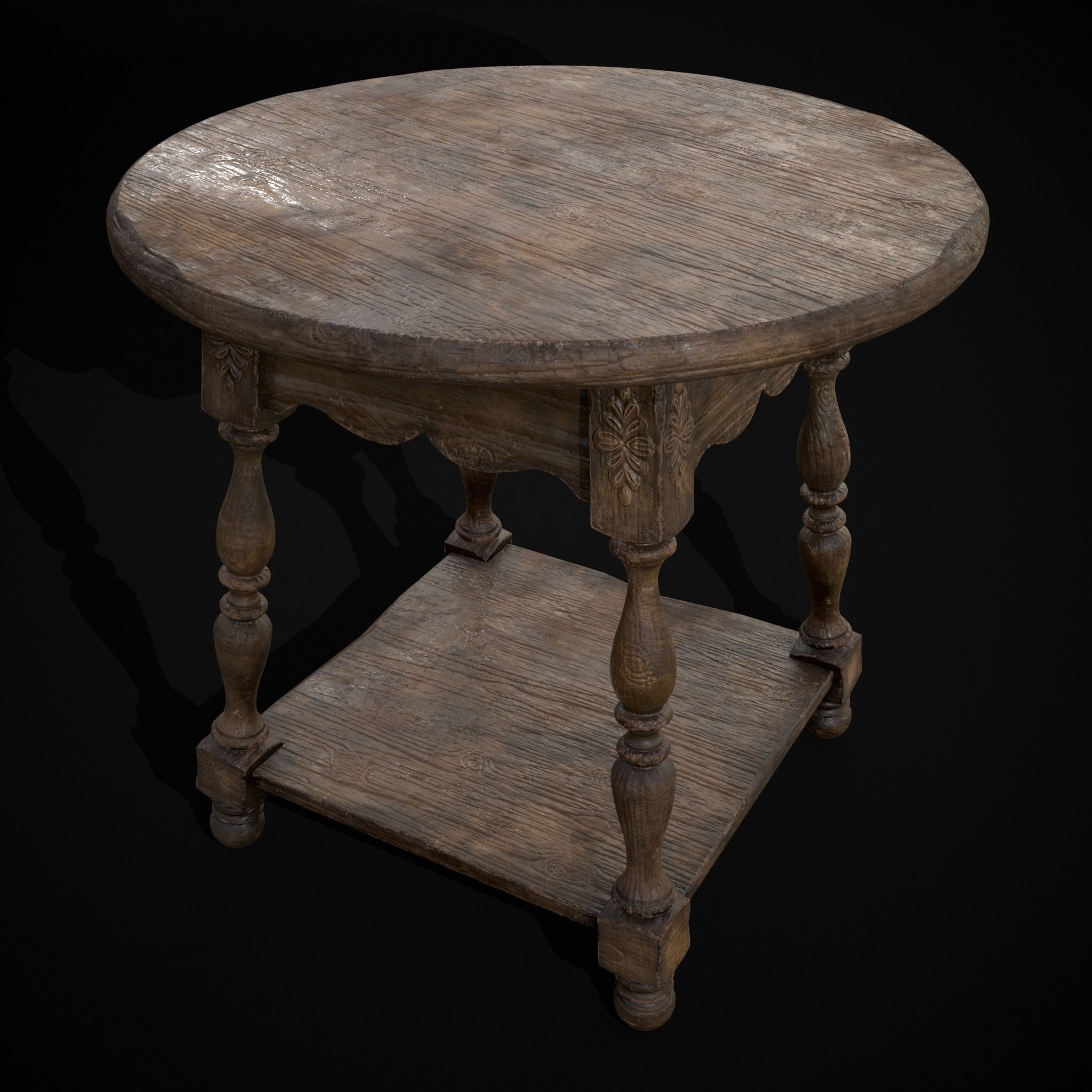 Elegant Round Side Table Low-poly 3D model_19