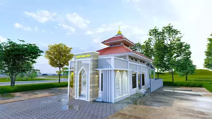Mosque or Mushola or PrayerRoom or SmallMosque 3D Architecture 3D model