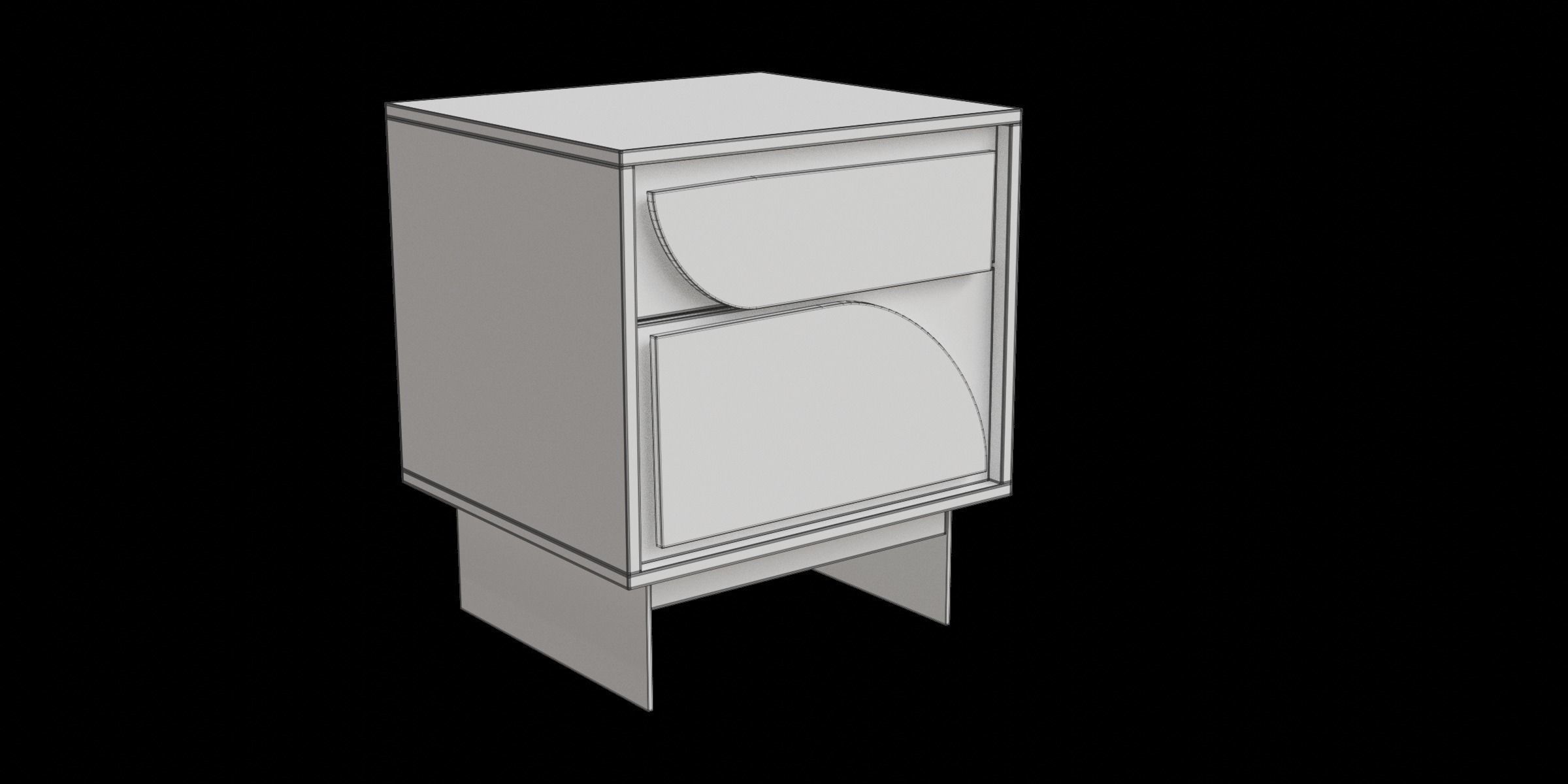 Mango Wood Bedside Table Low-poly 3D model_2