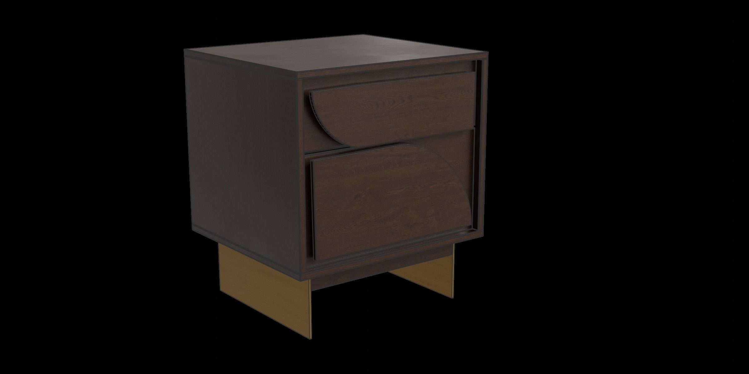 Mango Wood Bedside Table Low-poly 3D model_3