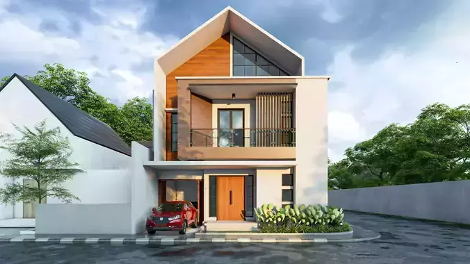 3D model and Scene lumion 10 Scandinavian design facade