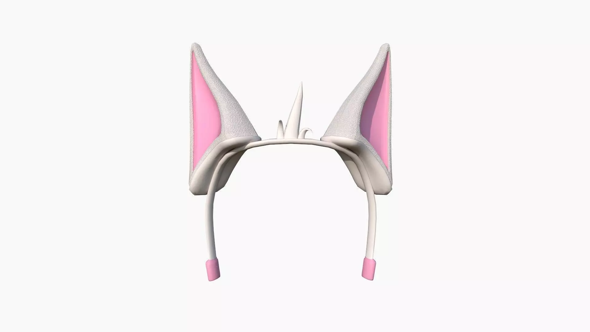 Furry Ears Tiara D06 White - Headband Character Design Low-poly 3D model_0