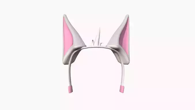 Furry Ears Tiara D06 White - Headband Character Design Low-poly 3D model