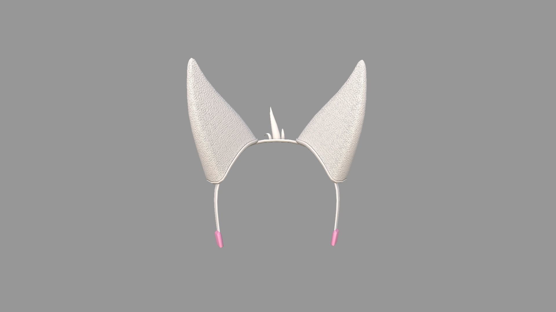 Furry Ears Tiara D06 White - Headband Character Design Low-poly 3D model_12