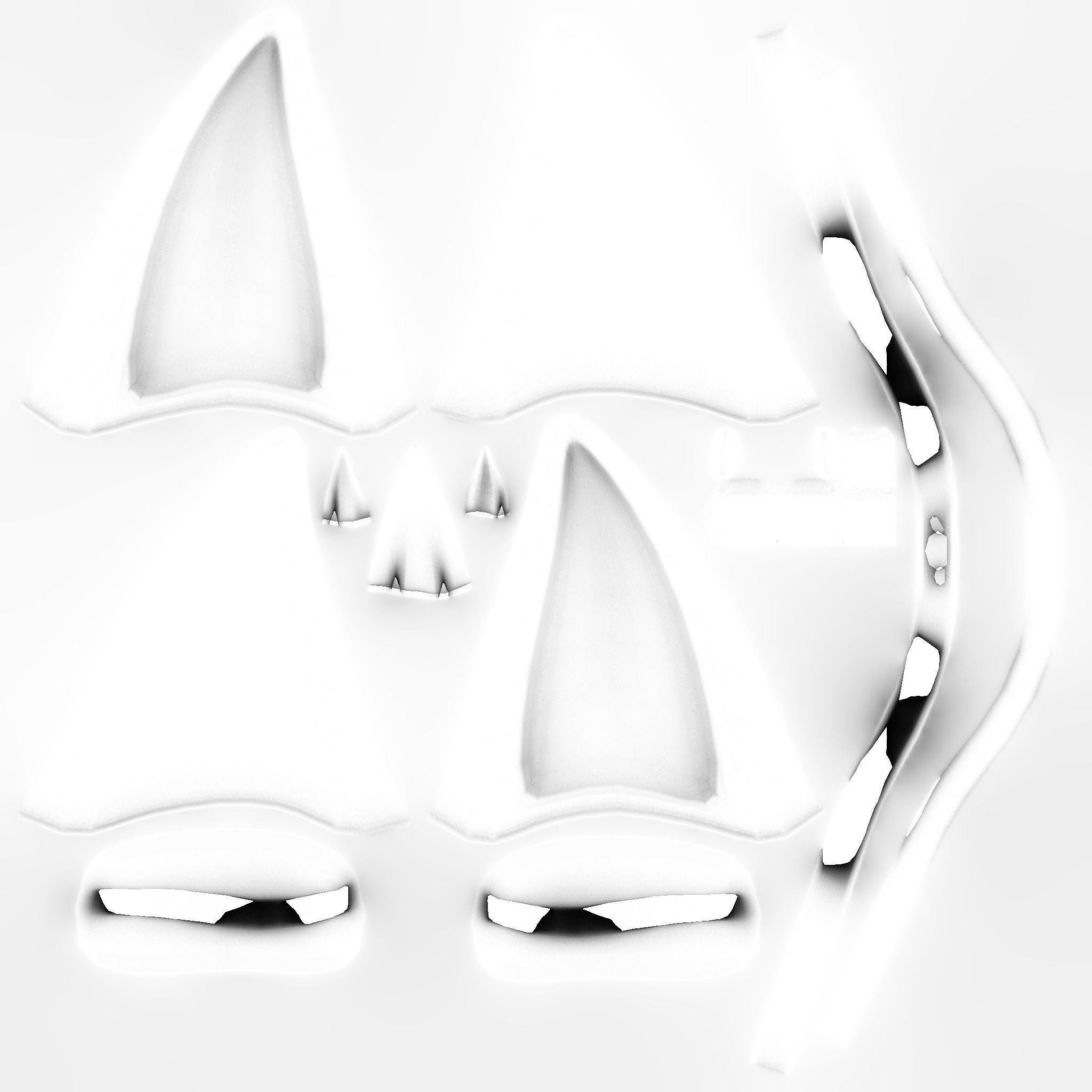 Furry Ears Tiara D06 White - Headband Character Design Low-poly 3D model_20
