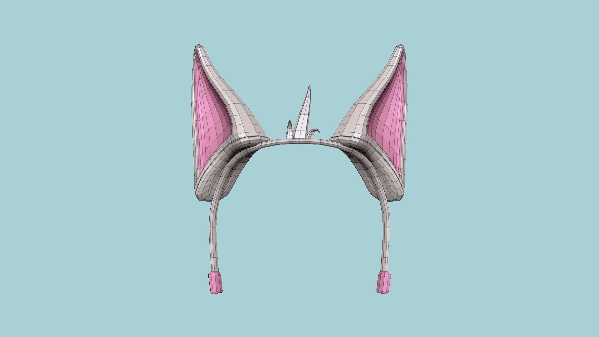 Furry Ears Tiara D06 White - Headband Character Design Low-poly 3D model_24